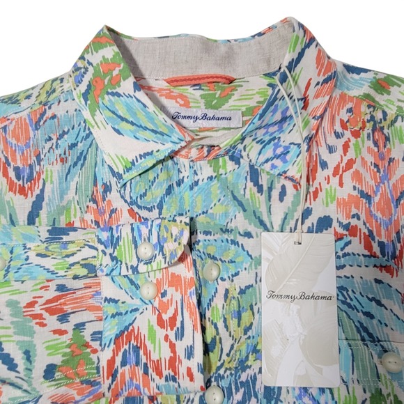 Tommy Bahama Other - Tommy Bahama Fresca Gardens Button‎ Shirt Mens Medium 100% Linen Floral Colorful